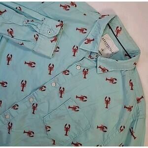 Aéropostale Men’s Lobster Print Shirt Blue/Red Long Sleeve Button Down L